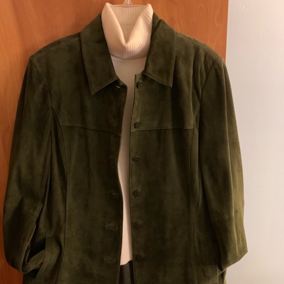 X SOLD X Suede Jacket Deep Green๐ Large Excellent - Picture 1 of 8